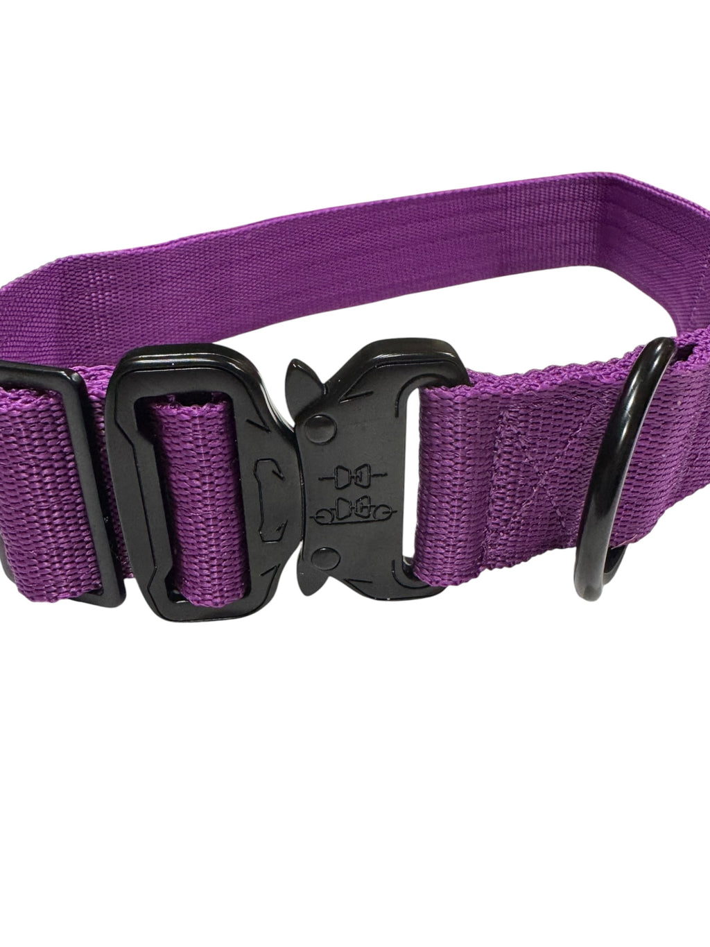 Adjustable Tactical Dog Collar with American Flag Patch – Purple