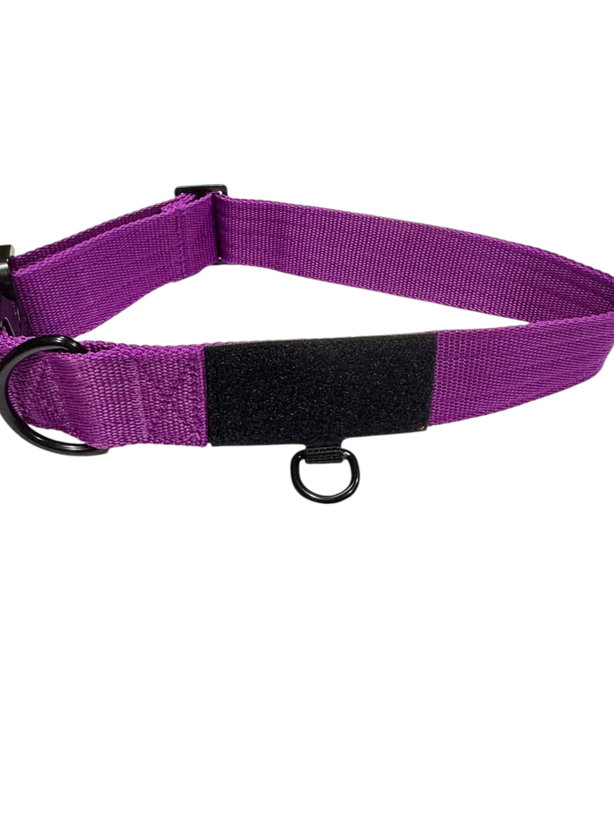Adjustable Tactical Dog Collar with American Flag Patch – Purple