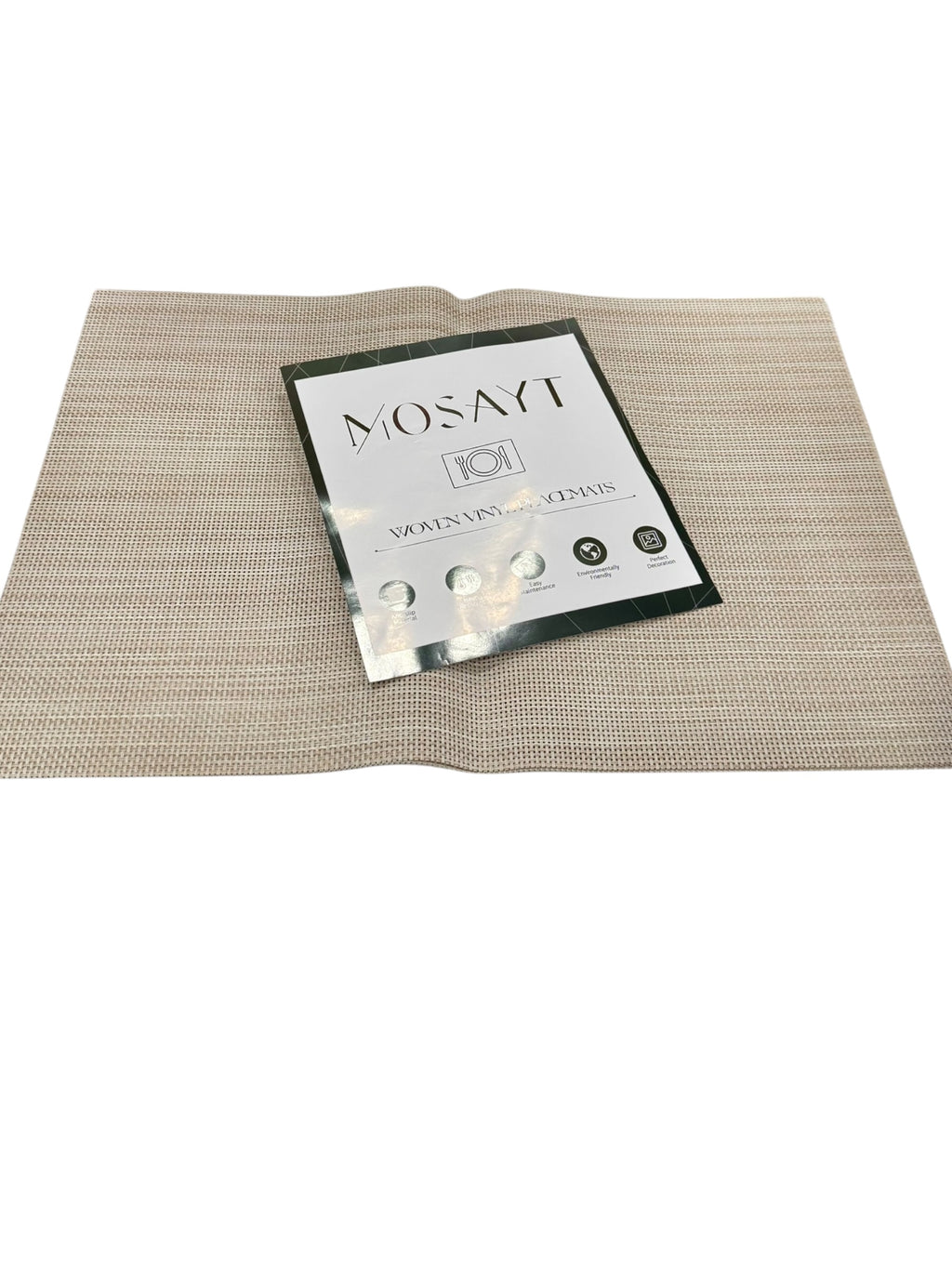 MOSAYT Woven Vinyl Placemats Set of 4 – Beige-Heat Resistant Table Mats