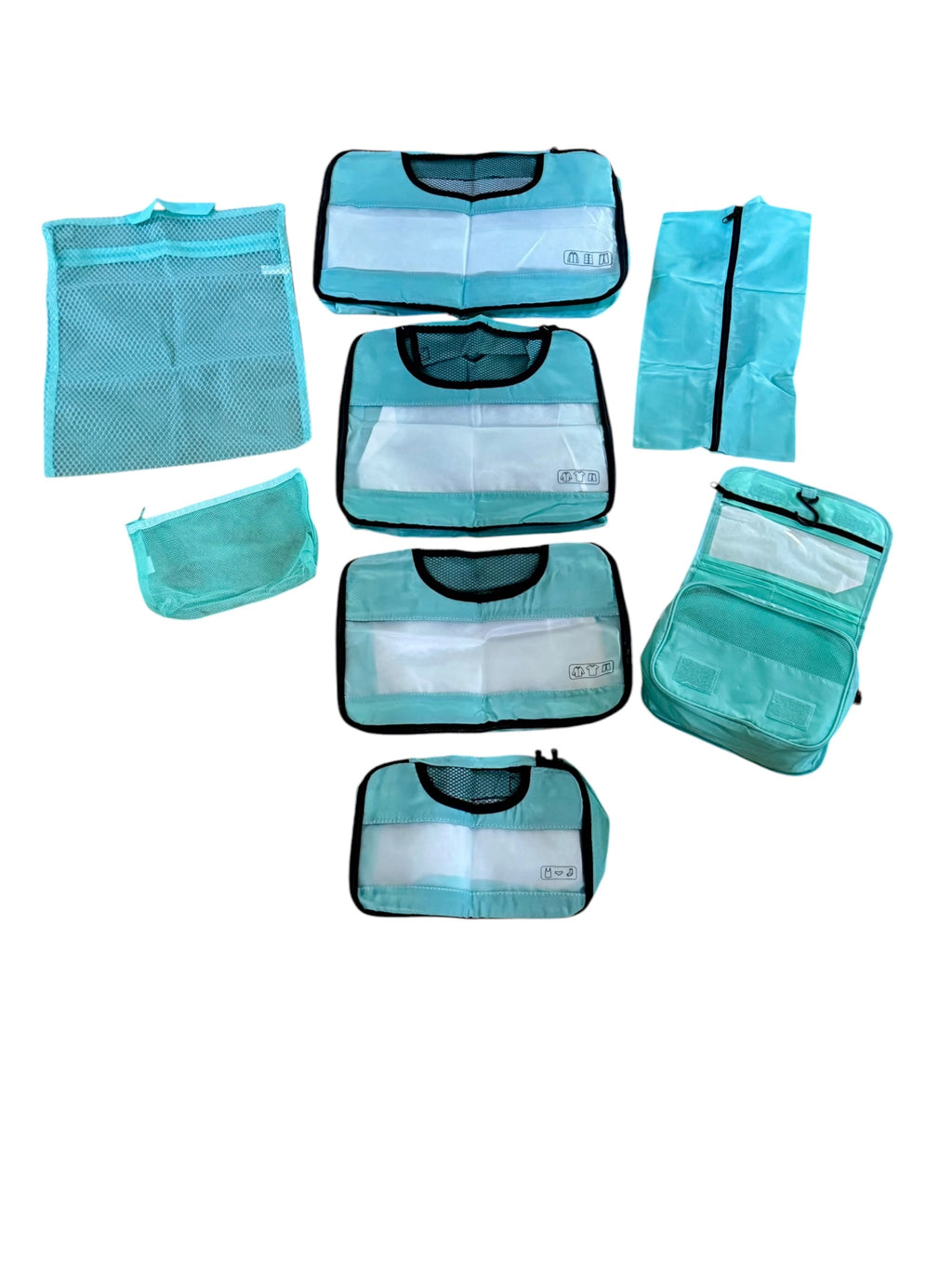 8-Piece Travel Packing Cubes Set - Turquoise
