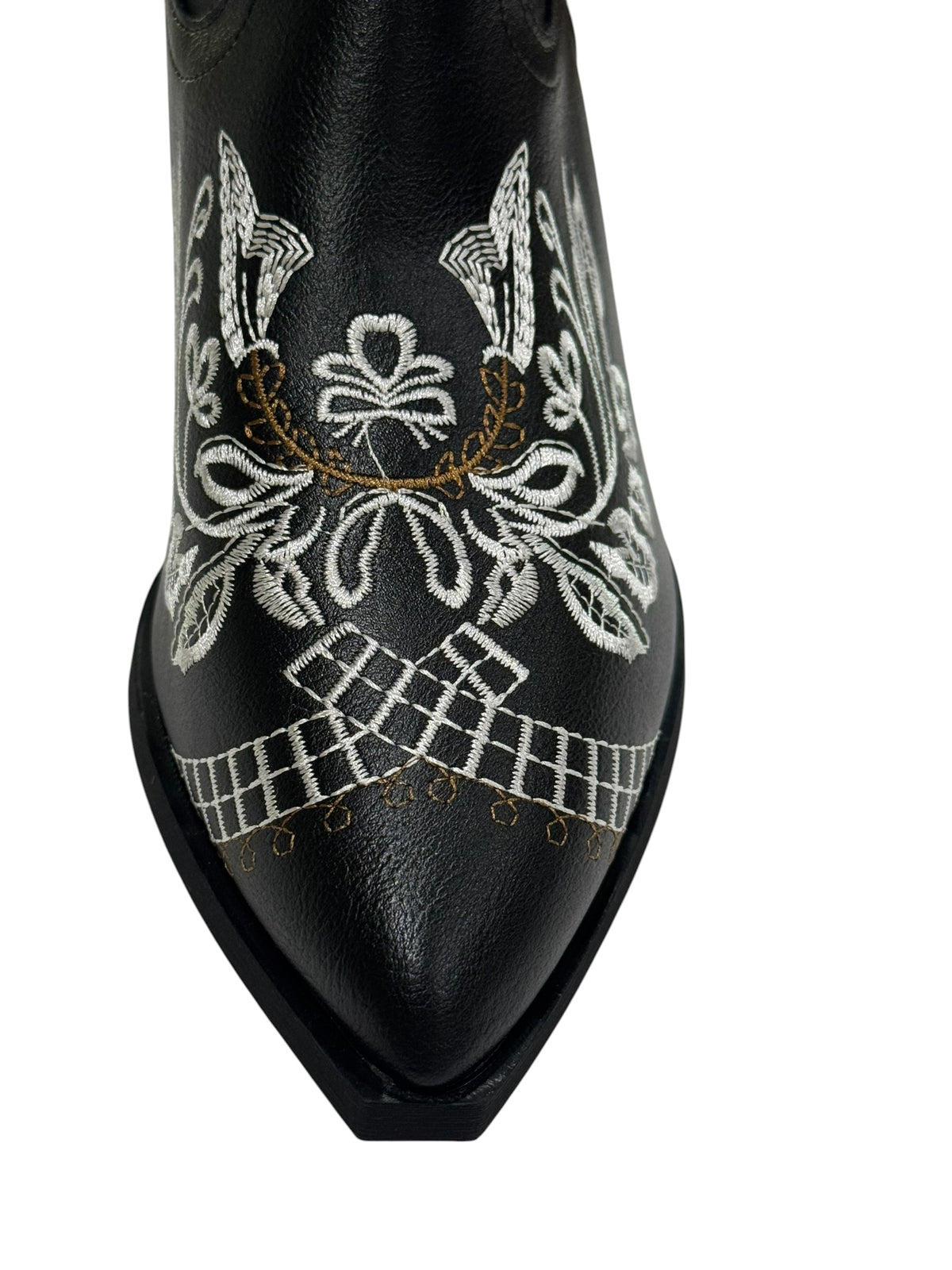 Women's Black Embroidered Western Cowboy Boots Mid-Calf Block Heel Size 41/10.5