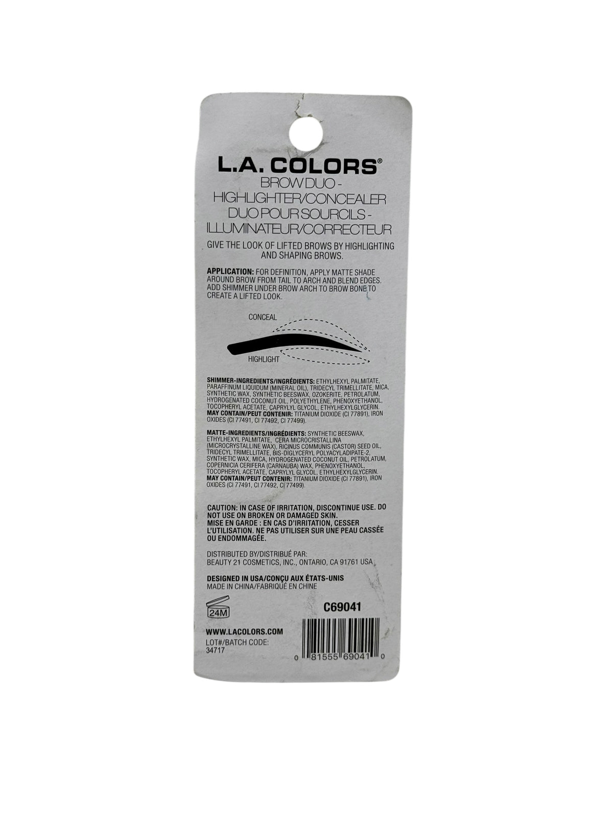 L.A. Colors Brow Duo Highlight & Concealer - Medium Deep