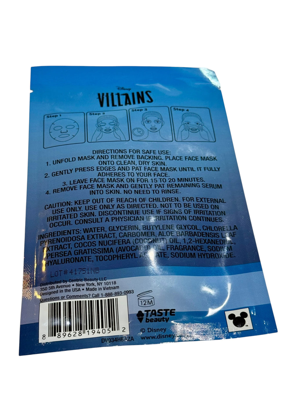 Disney Villains Cucumber Scented Soothing Face Mask - 0.67 oz