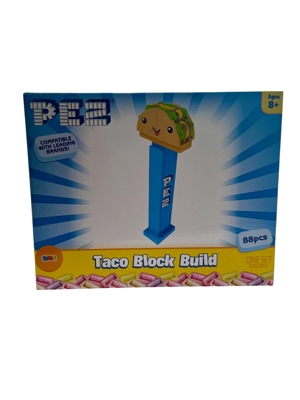 PEZ Taco Block Build Set (88 Pieces)-Blue