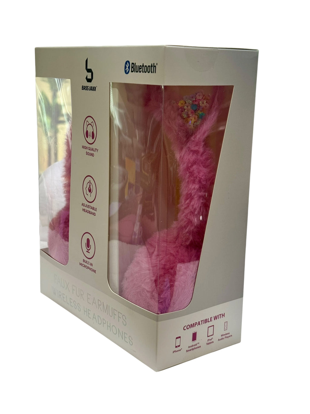 Faux Fur Earmuffs Wireless Headphones with Confetti Cat Ears