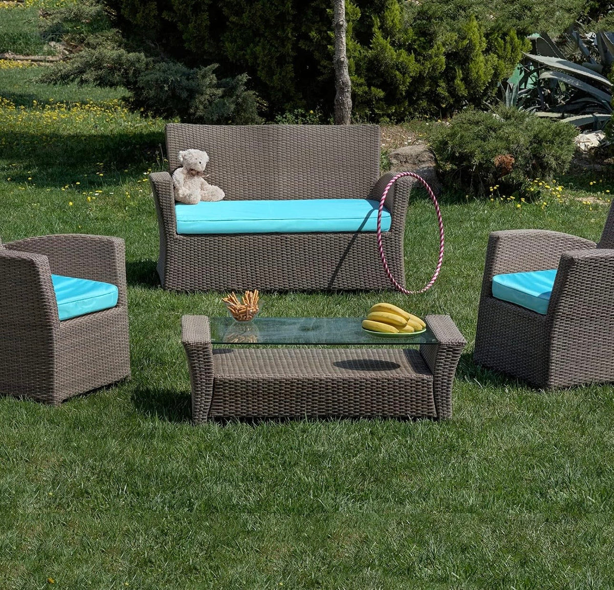 3-Piece Outdoor Patio Cushion Cover Set – Turquoise