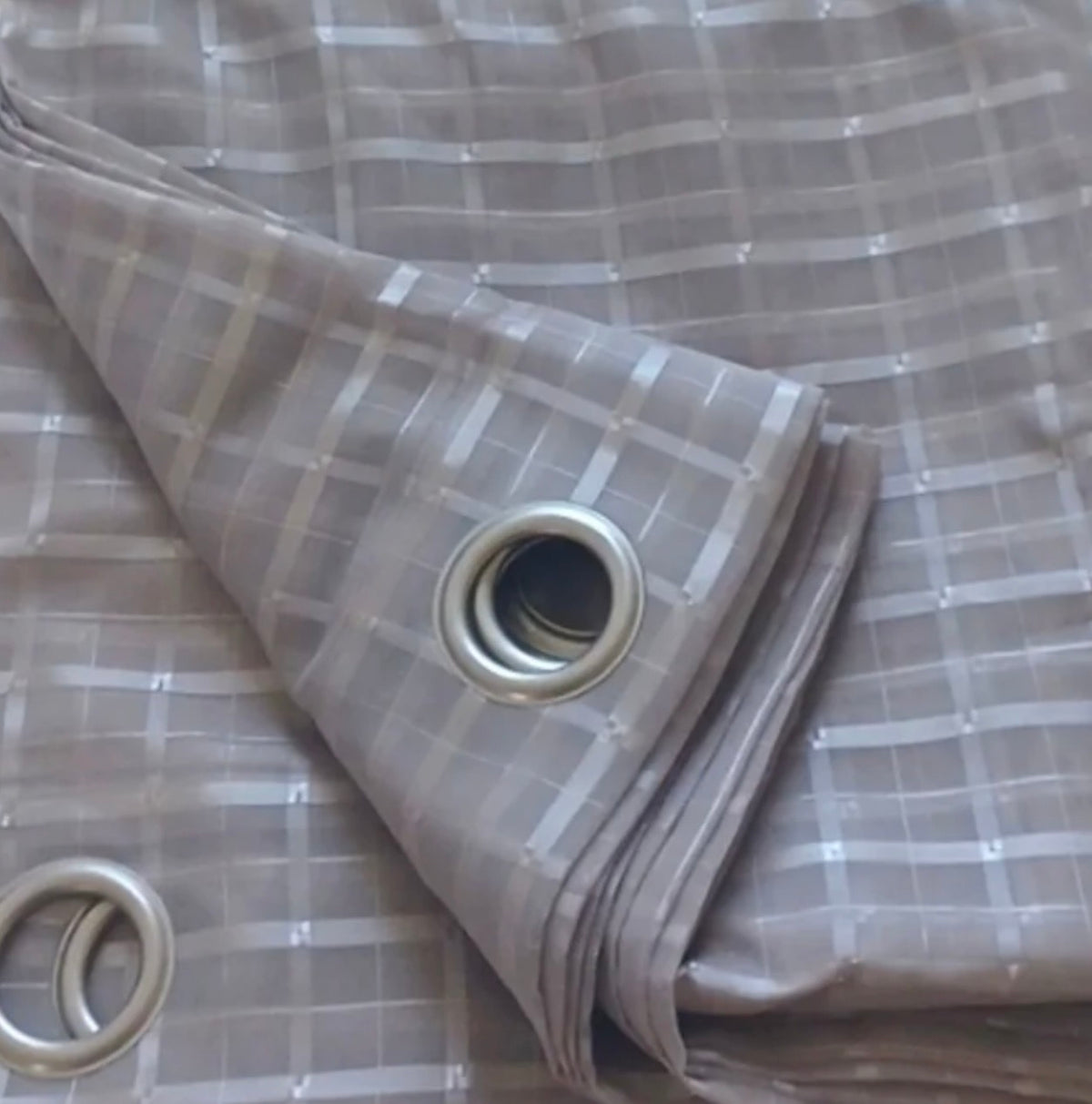 Plaid Voile Curtain Panel Pair 108" x 84" Extra Wide Grommet Top Coffee