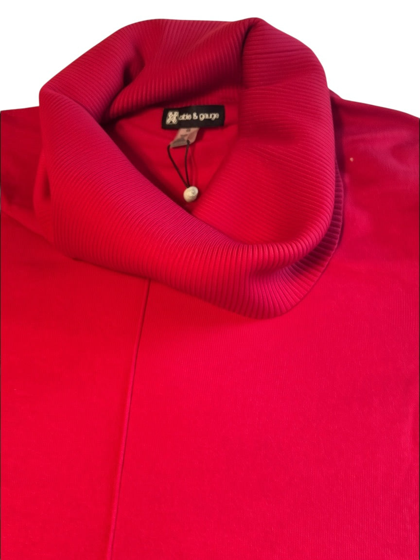 Cable & Gauge Women's 2X Scooter Red Cowl Neck Tunic Sweater NWT