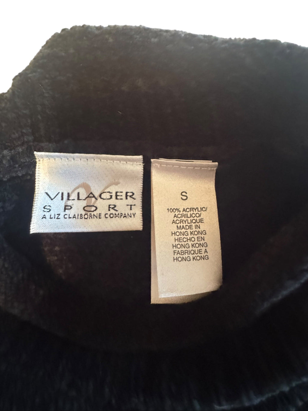 Villager Sport Liz Claiborne Women's Small Onyx Black Mock Neck Sweater NWT