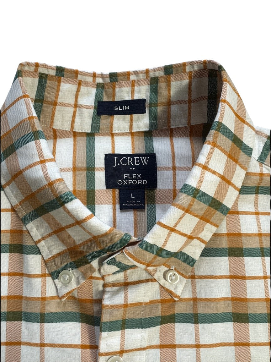 J.Crew Men’s Flex Oxford Slim-Fit Plaid Button-Down Shirt Large NWT