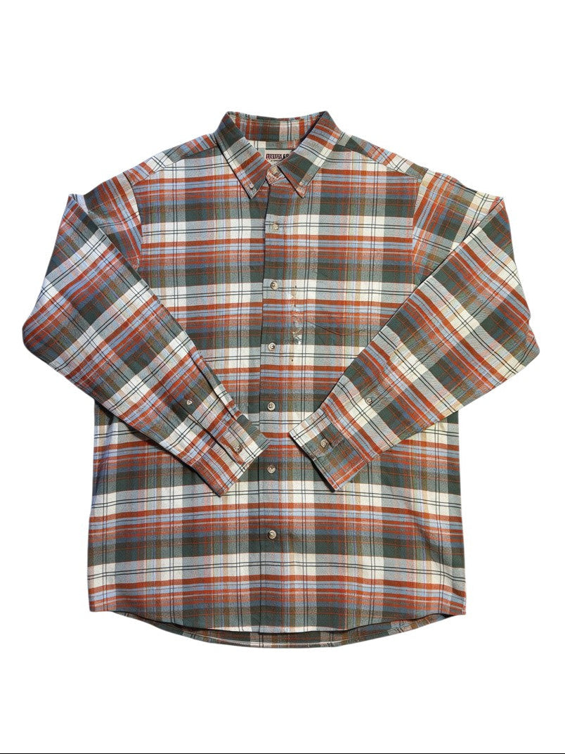 RedHead Men’s Ultimate Flannel Plaid Button-Down Shirt Large - NWT - Large / Green, Rust, Blue & Cream Plaid