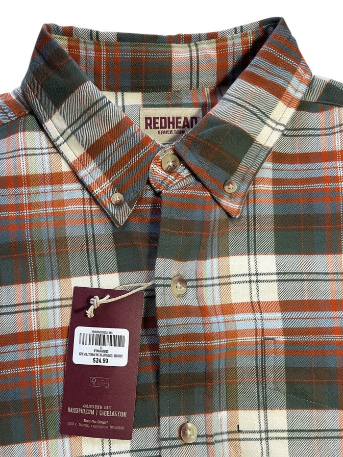 RedHead Men’s Ultimate Flannel Plaid Button-Down Shirt Large - NWT - Large / Green, Rust, Blue & Cream Plaid