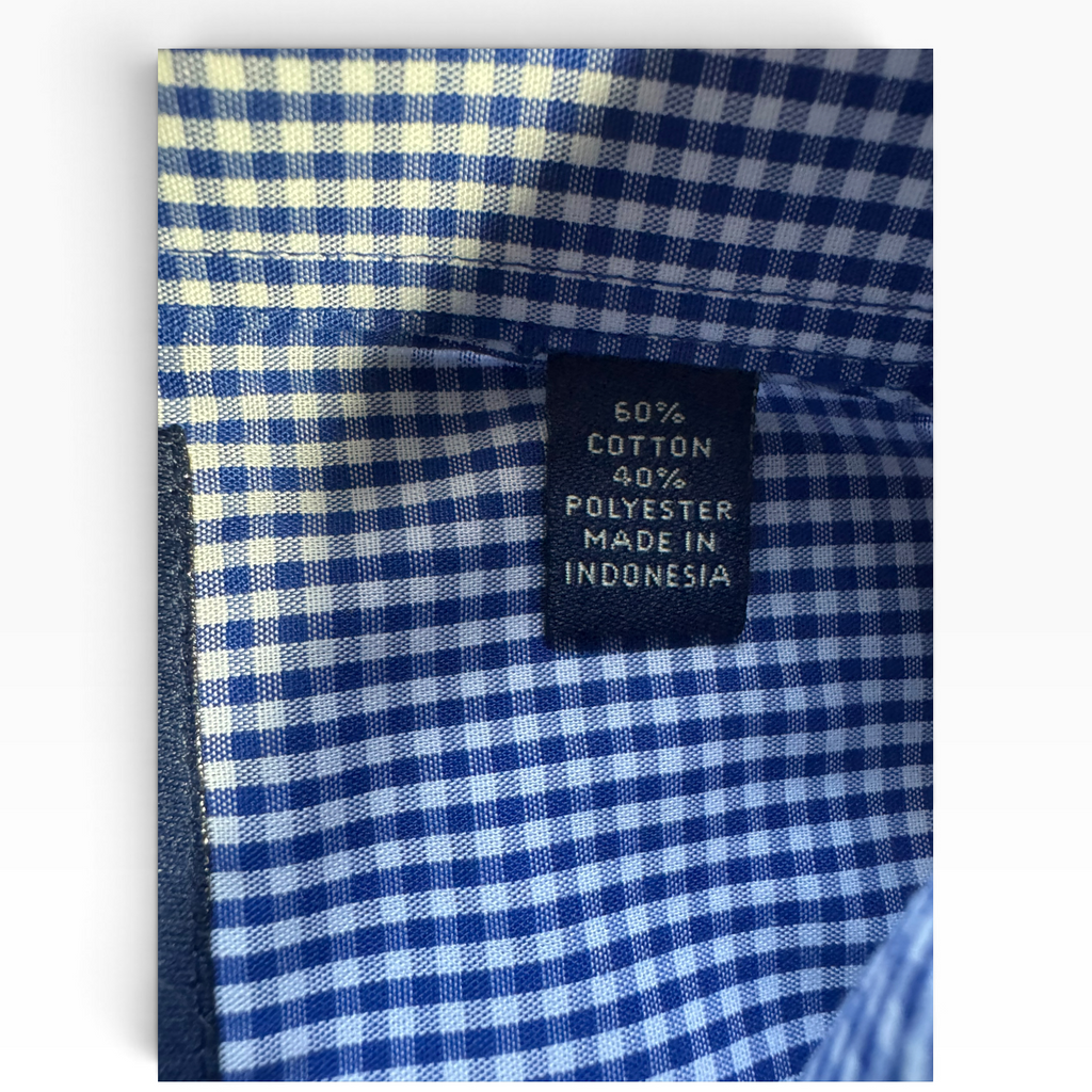 U.S. Polo Assn. Men’s Blue White Gingham Regular-Fit Shirt - Large (16–16.5)