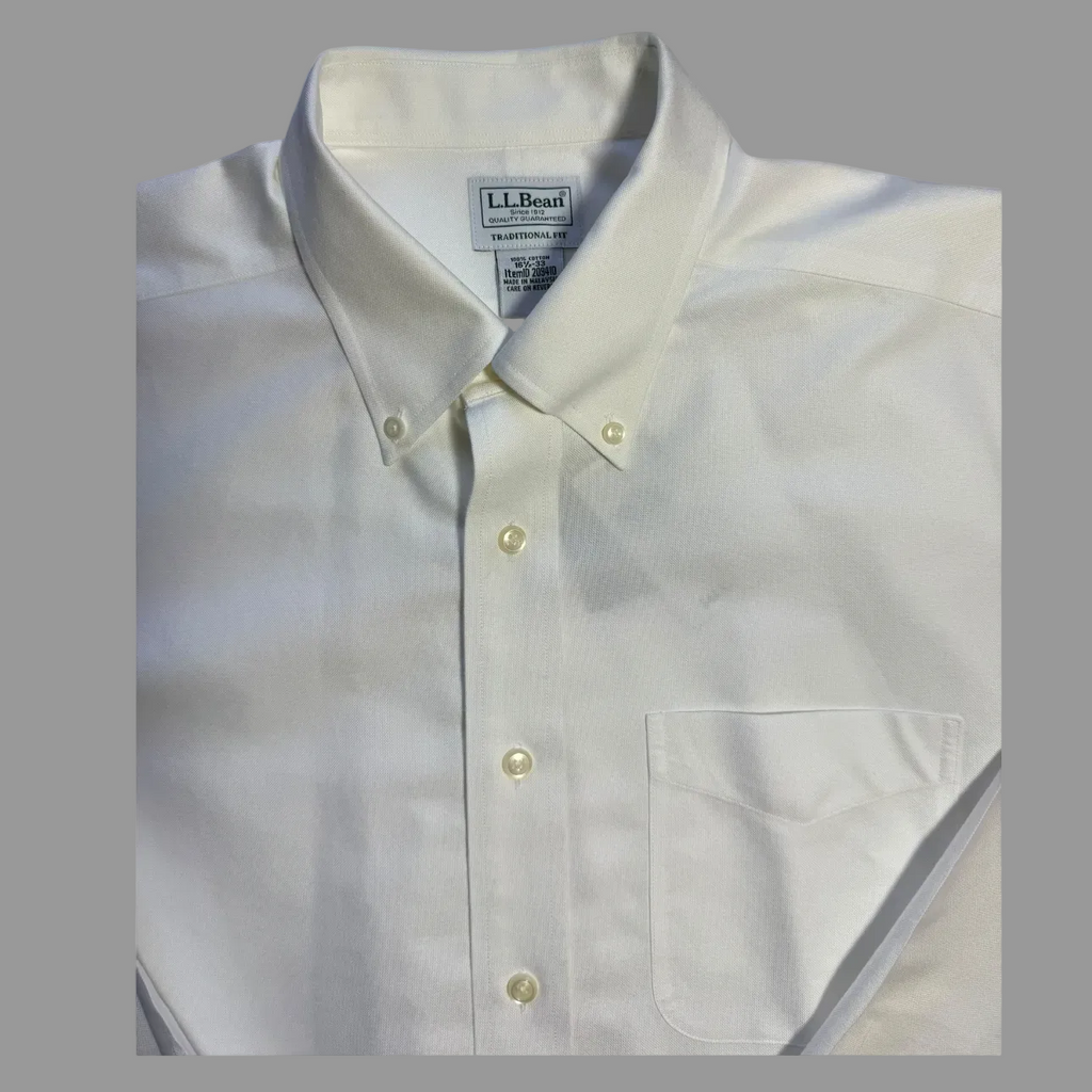 L.L.Bean Men’s White Long-Sleeve Collared Button-Down Shirt - XL NWT - White