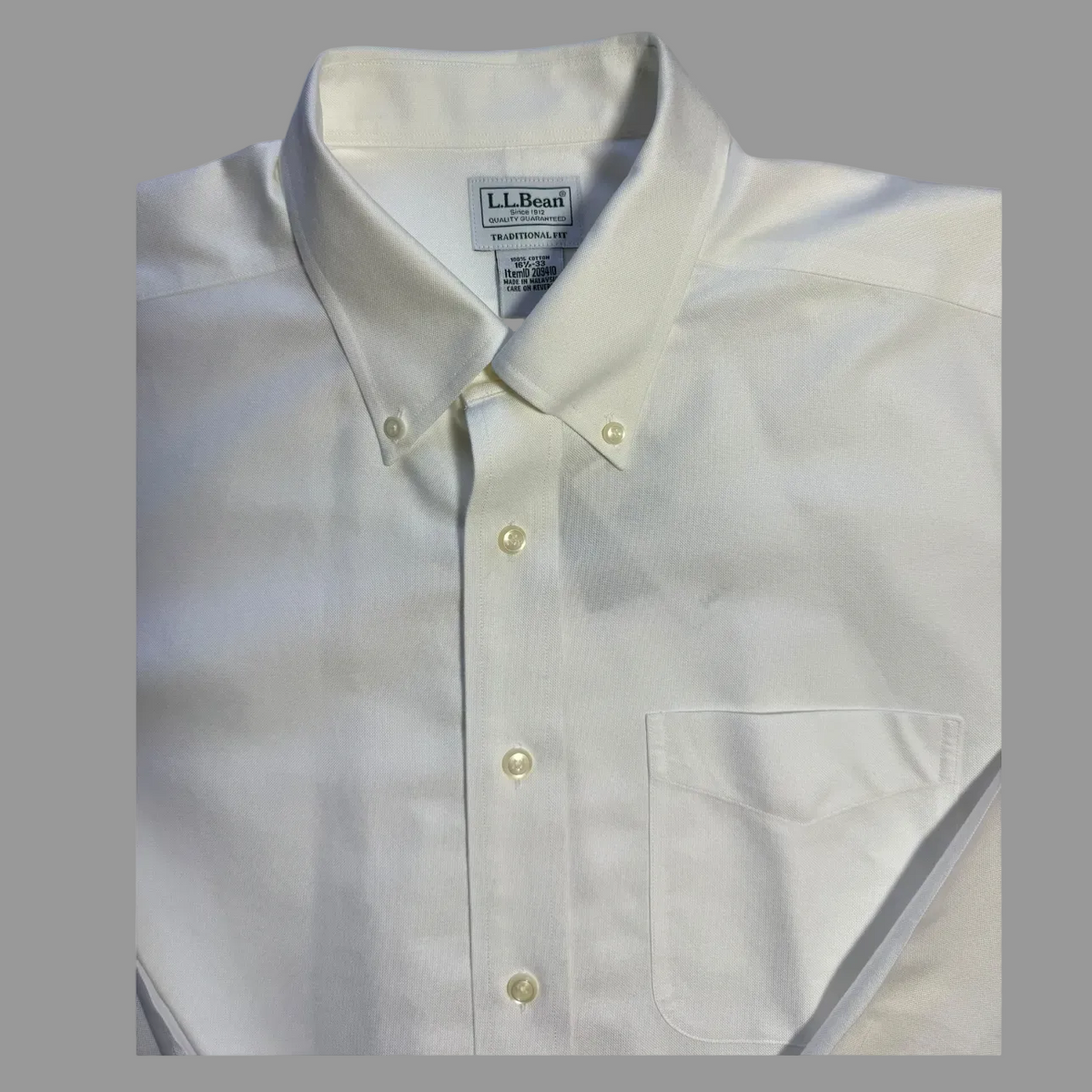 L.L.Bean Men’s White Long-Sleeve Collared Button-Down Shirt - XL NWT - White