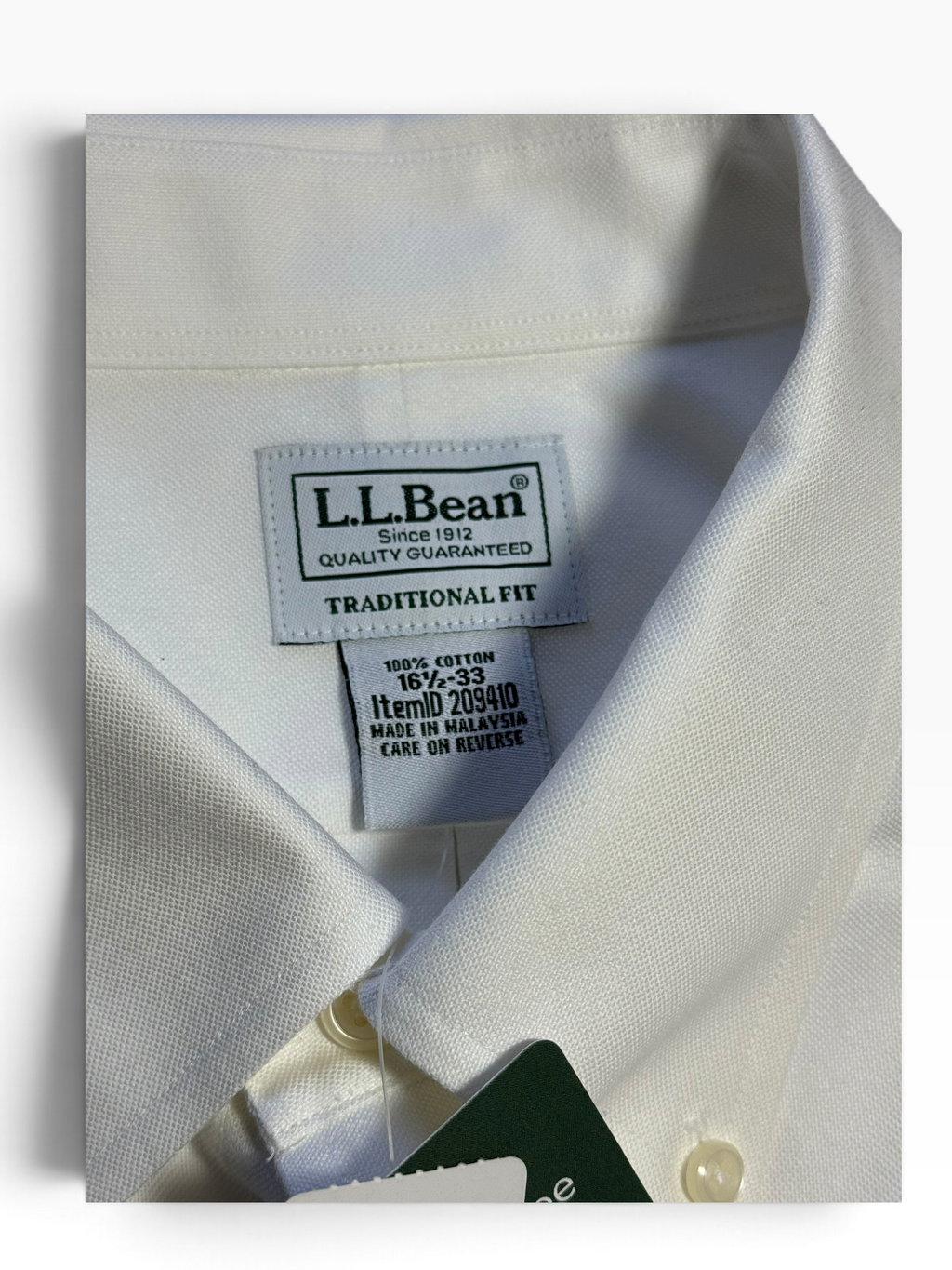 L.L.Bean Men’s White Long-Sleeve Collared Button-Down Shirt - XL NWT - White
