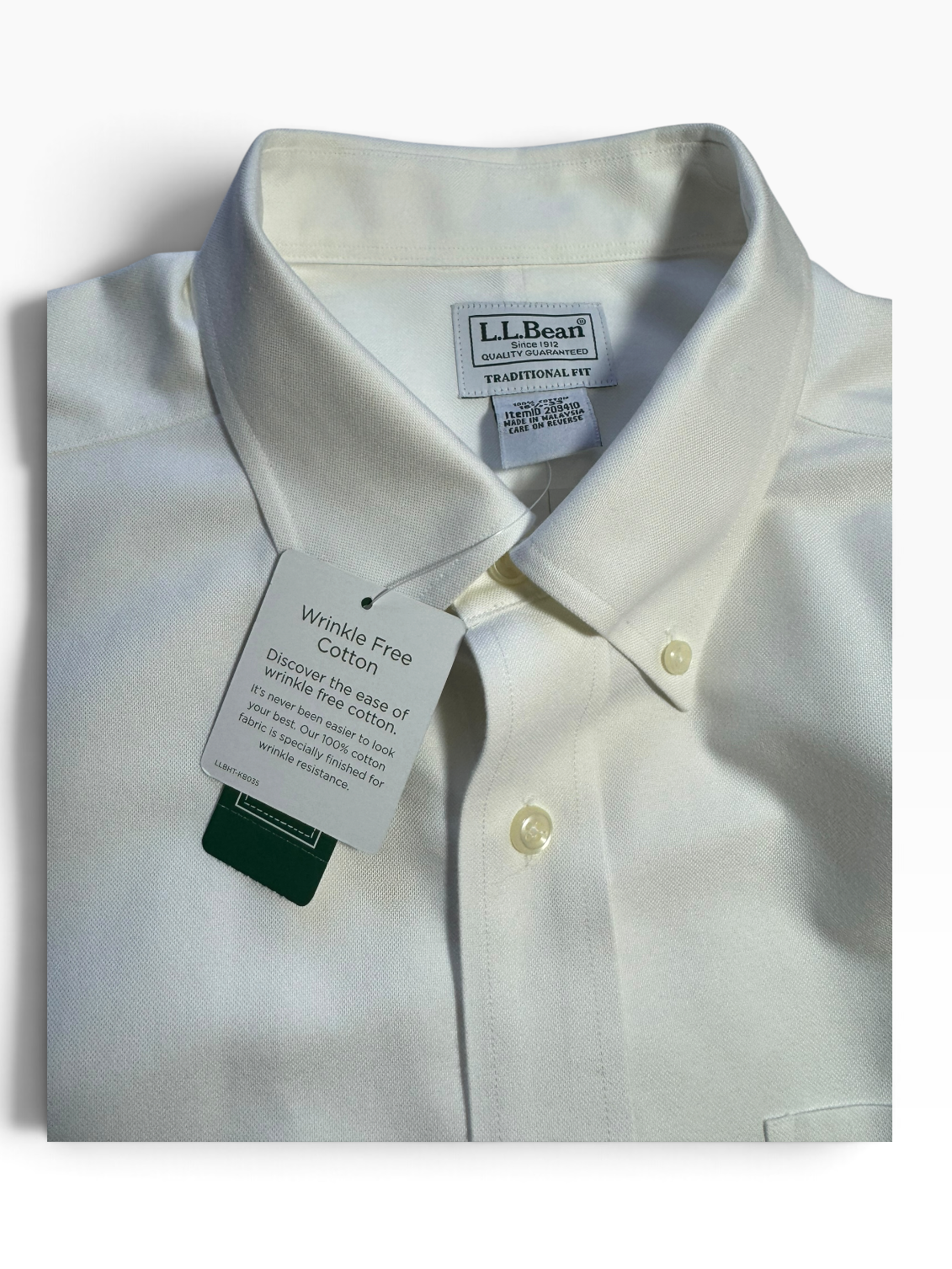 L.L.Bean Men’s White Long-Sleeve Collared Button-Down Shirt - XL NWT - White