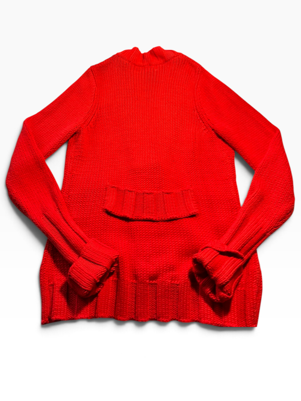 Bloomingdale’s Tomato Red Chunky-Knit Snap-Front Cardigan Medium NWT - Medium / Tomato Red