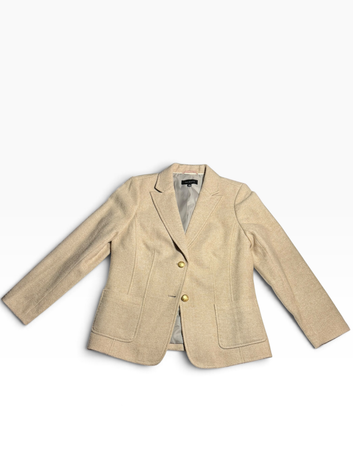 Talbots Tan Herringbone Wool-Blend Blazer Size 10 - NWT - 10 / Tan
