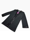 Kari England Nantucket Black Sequin-Trim Open-Front Cardigan XS - NWT