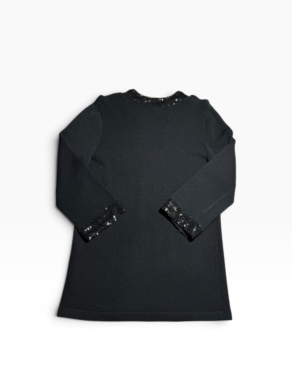 Kari England Nantucket Black Sequin-Trim Open-Front Cardigan XS - NWT
