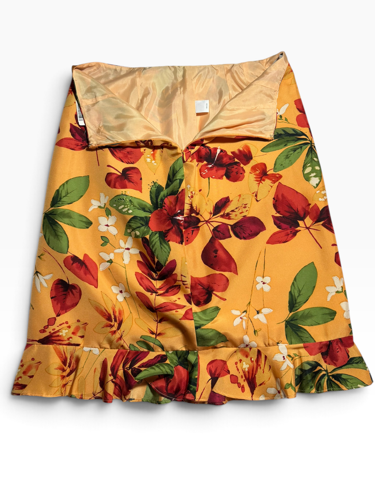 The Works Saks Fifth Avenue Melon Floral Silk Ruffle-Hem Skirt Size 10 - NWT
