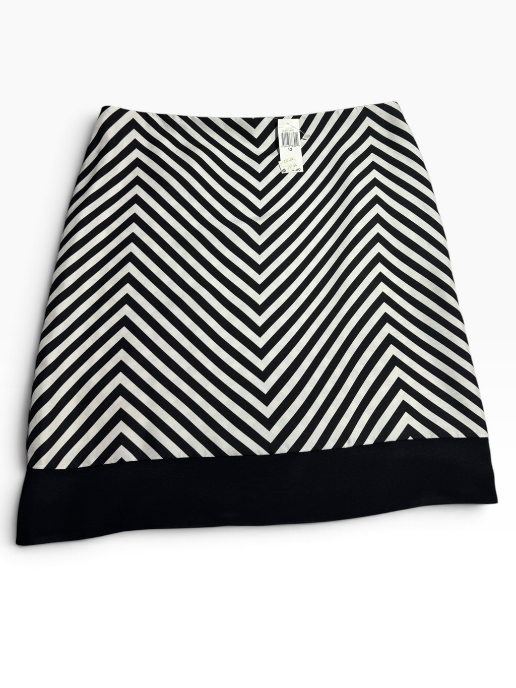 KORS Michael Kors Black White Chevron Silk Skirt Size 12 - NWT - 12 / Black & White