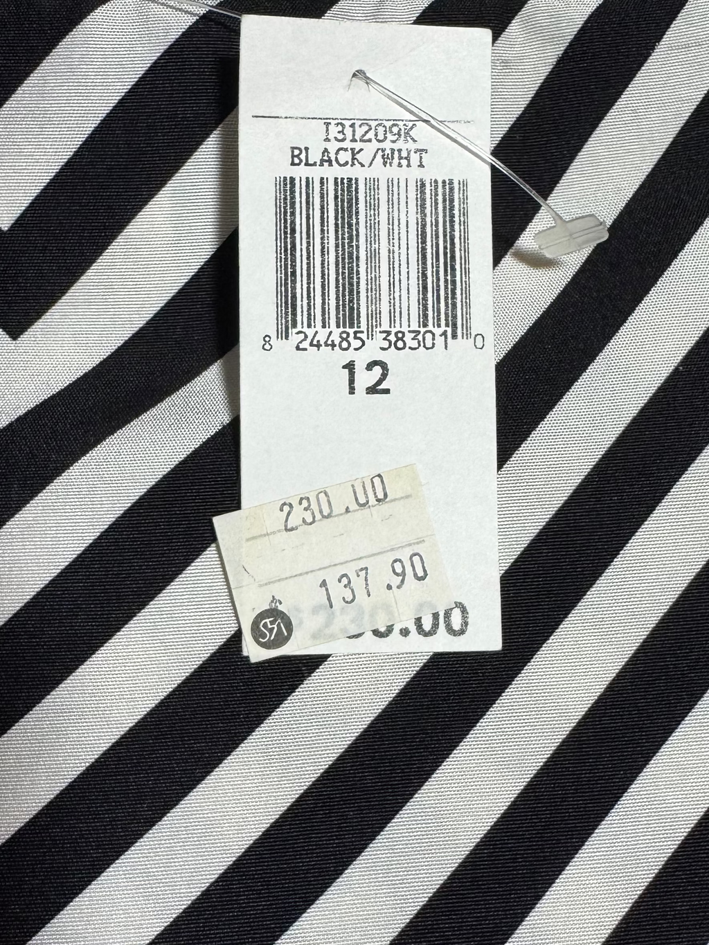 KORS Michael Kors Black White Chevron Silk Skirt Size 12 - NWT - 12 / Black & White