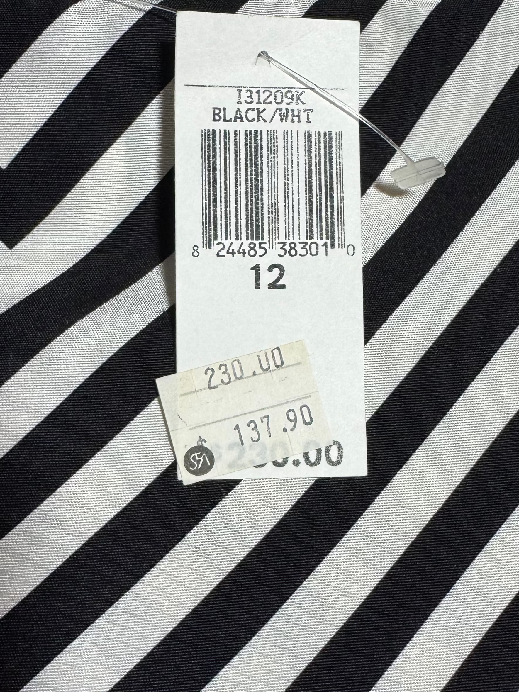 KORS Michael Kors Black White Chevron Silk Skirt Size 12 - NWT - 12 / Black & White