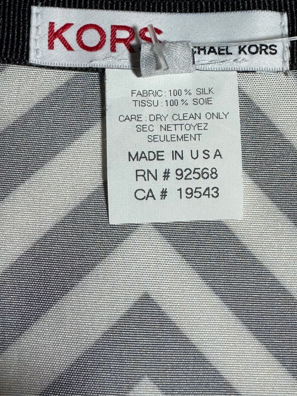 KORS Michael Kors Black White Chevron Silk Skirt Size 12 - NWT - 12 / Black & White
