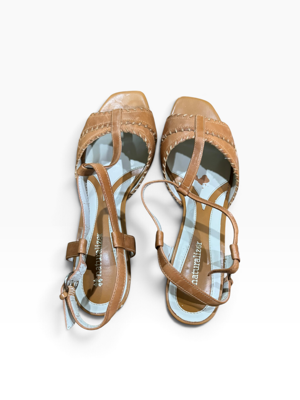 Naturalizer Switched Camelot Women’s 7.5M T-Strap Wedge Sandals - New with Flaw