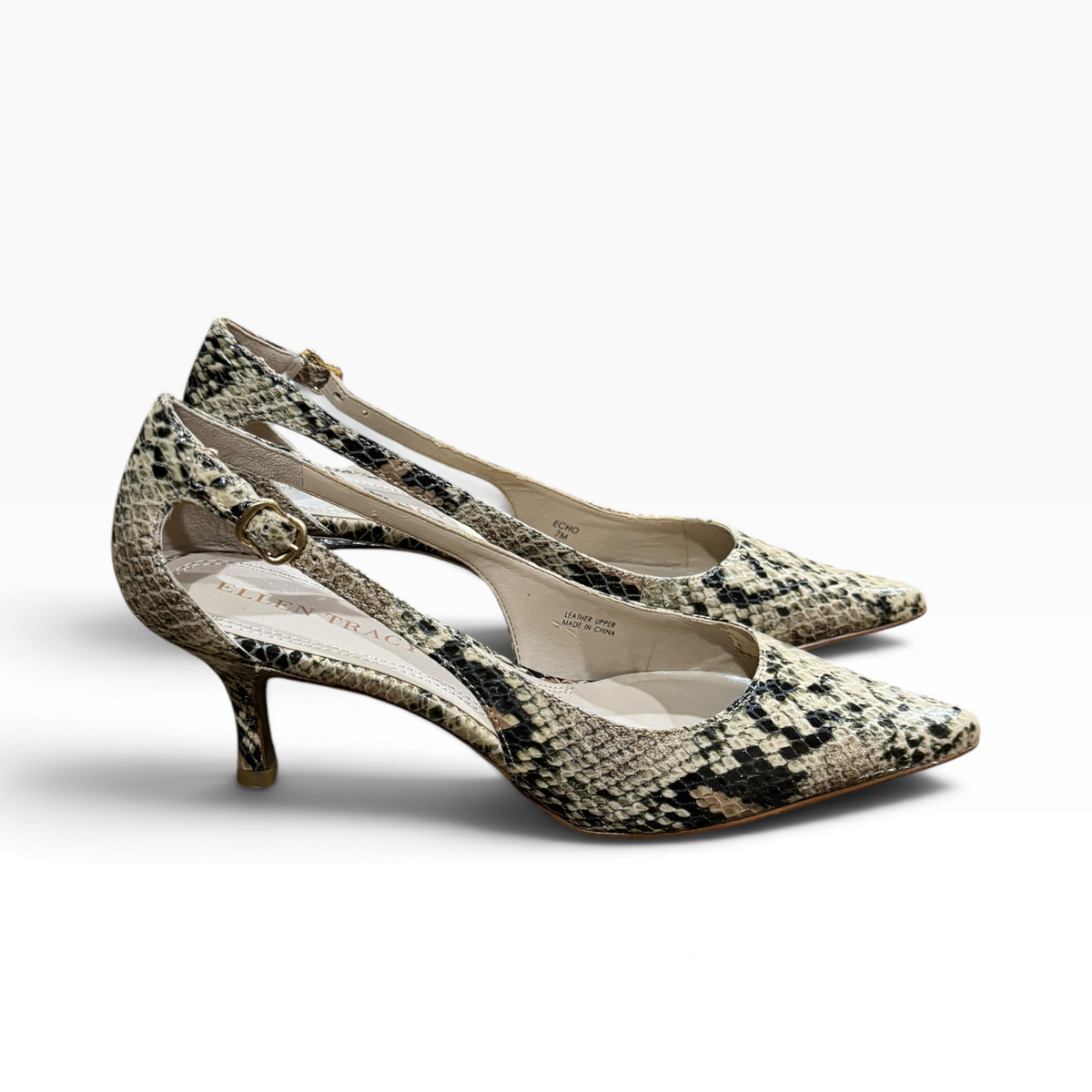 Ellen Tracy Echo Women’s 7M Snakeskin Leather Pumps - New with Flaw