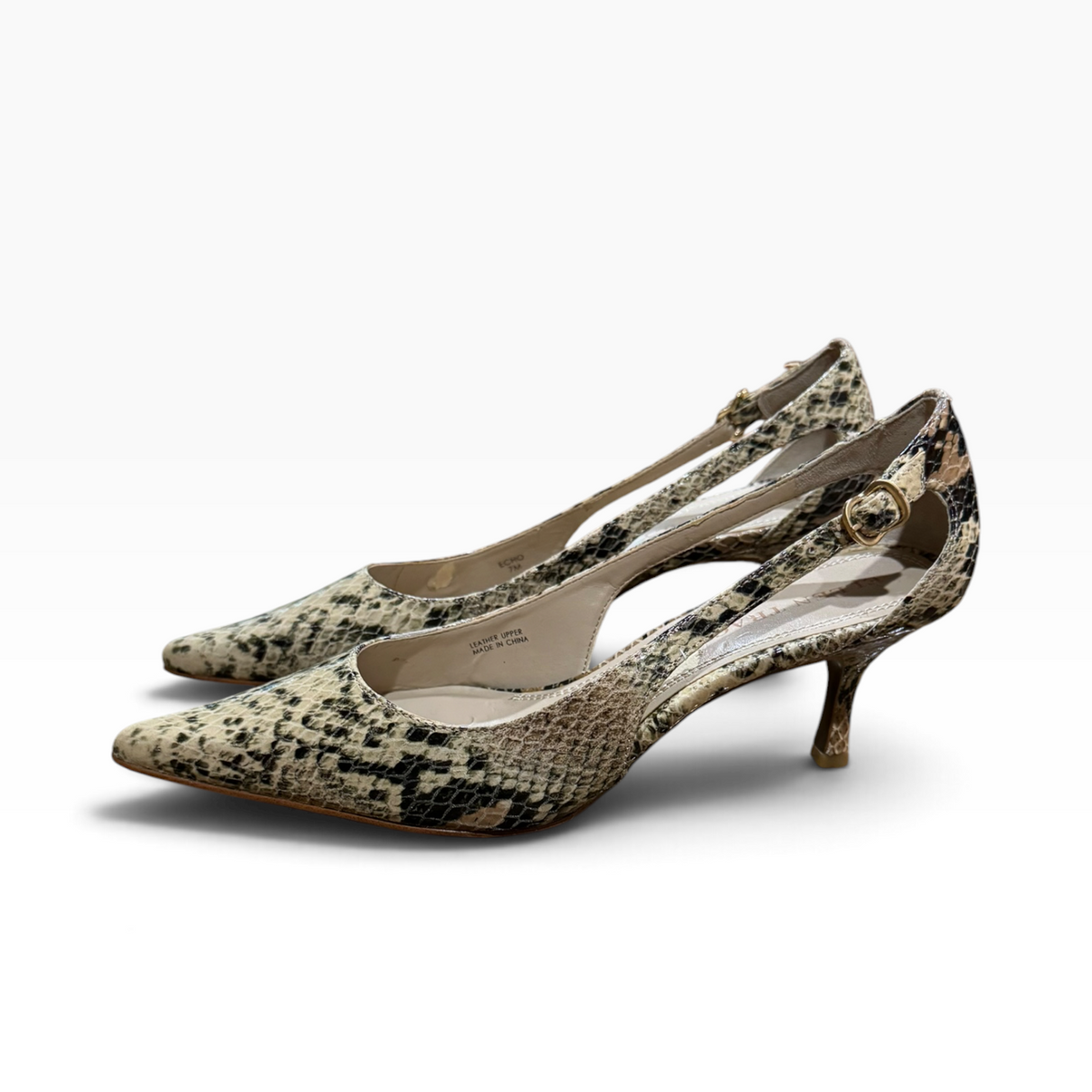 Ellen Tracy Echo Women’s 7M Snakeskin Leather Pumps - New with Flaw