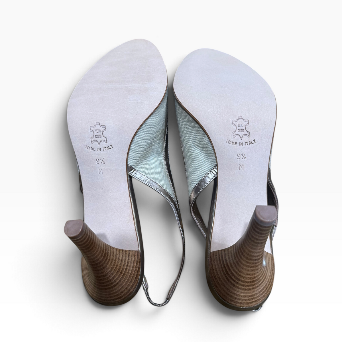 Ellen Tracy Fiona Linen Women’s 9.5M Ecru Champagne Slingback Heels - New