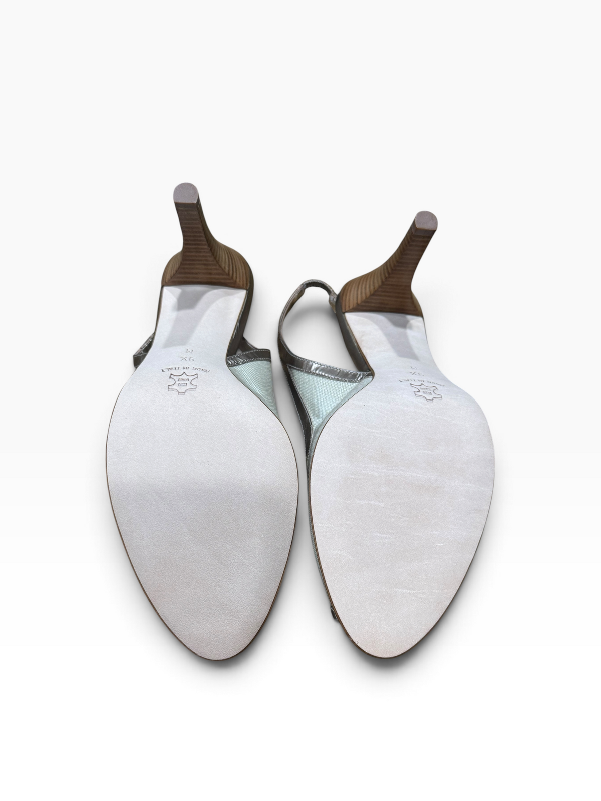 Ellen Tracy Fiona Linen Women’s 9.5M Ecru Champagne Slingback Heels - New