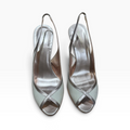 Ellen Tracy Fiona Linen Women’s 9.5M Ecru Champagne Slingback Heels - New