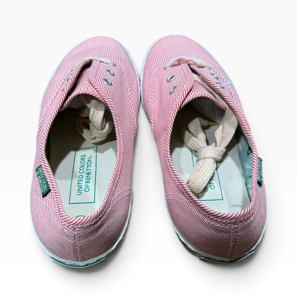 United Colors of Benetton Women’s EU38 US7 Red White Striped Canvas Sneakers - New with Flaw