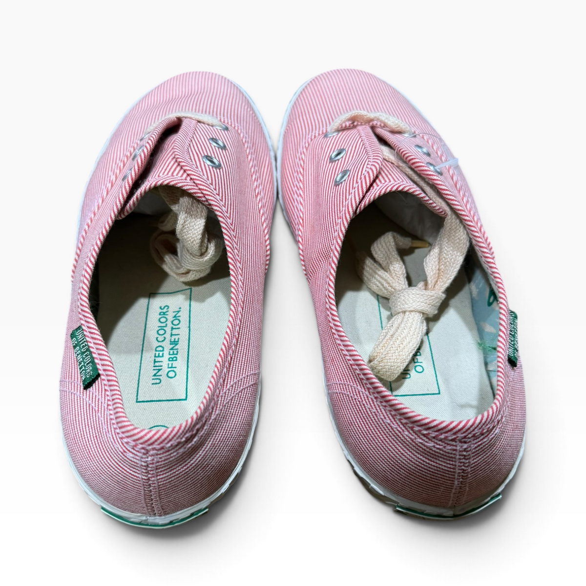 United Colors of Benetton Women’s EU38 US7 Red White Striped Canvas Sneakers - New with Flaw
