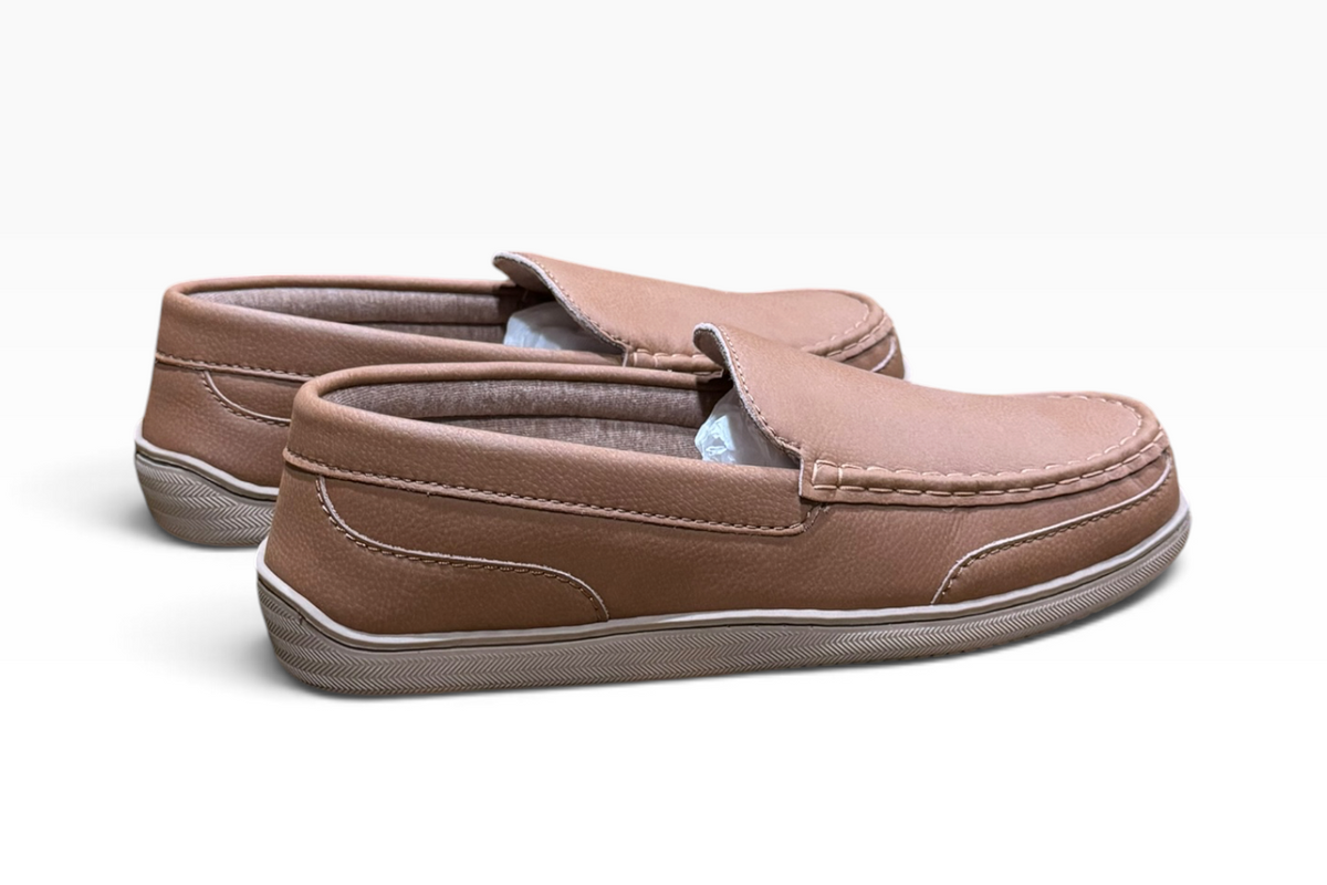 MySlippers Men’s 11M Brown Taupe Moc-Toe Loafer House Shoes - New
