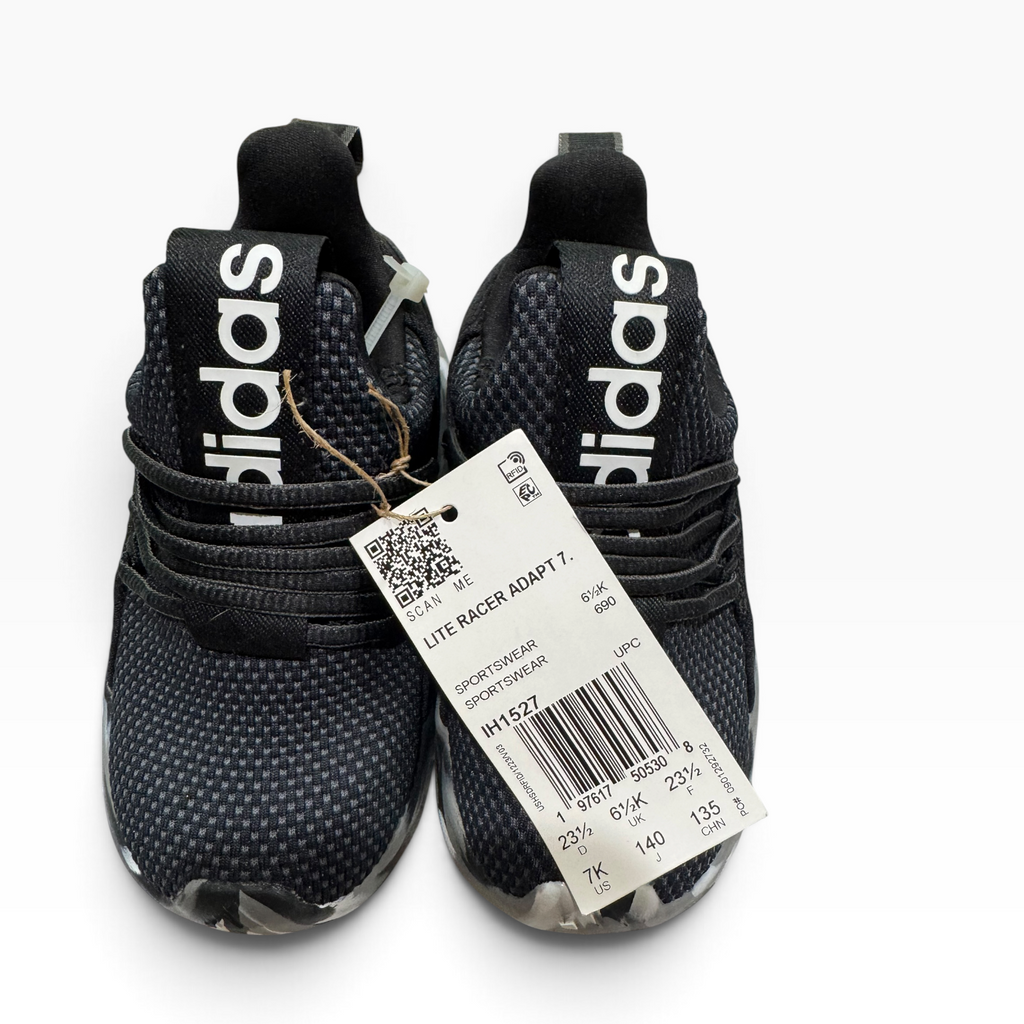 Adidas Lite Racer Adapt 7.0 Toddler Shoes Size 7K Black Camo IH1527 - New