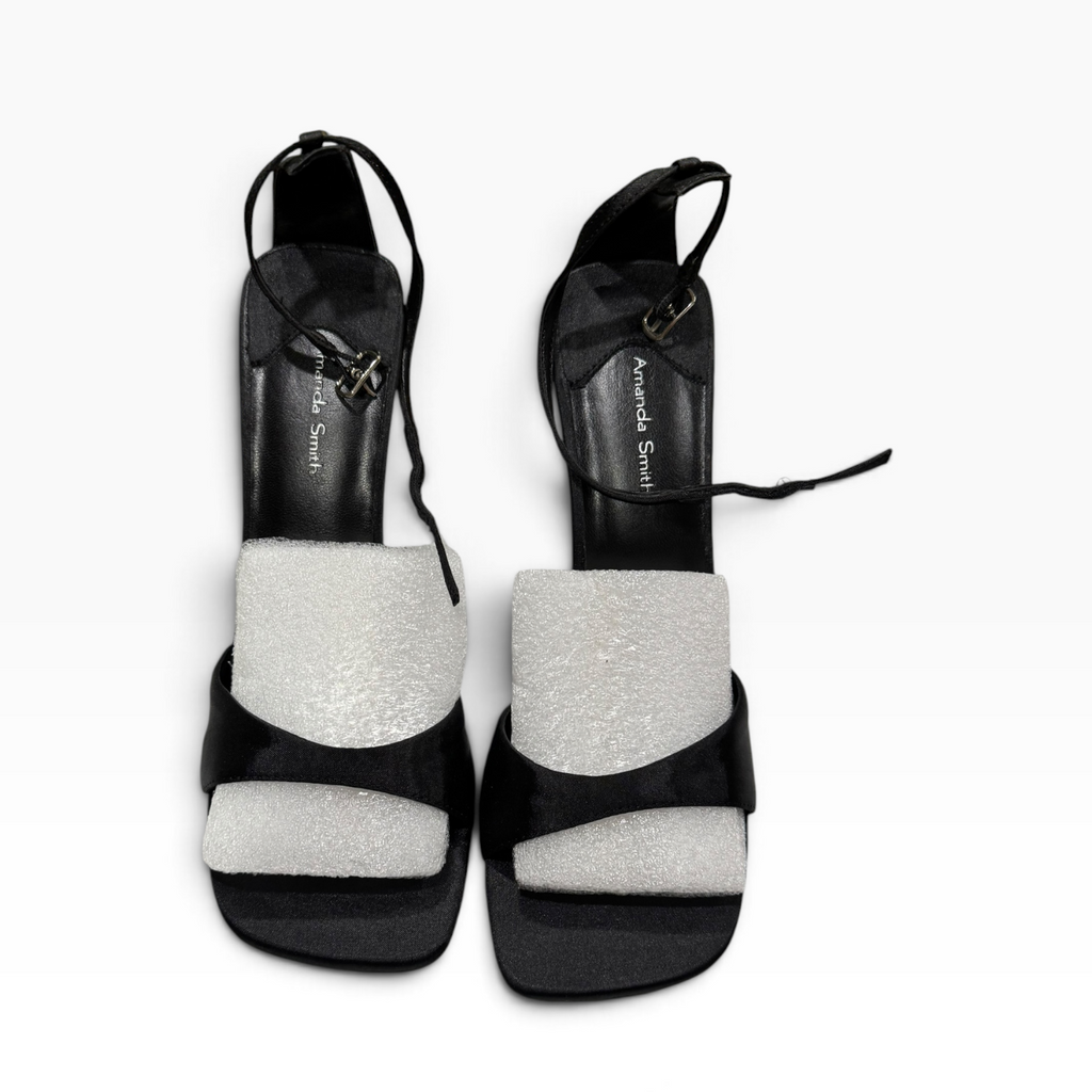 Amanda Smith Women’s 6.5M Black Satin Ankle-Strap - New