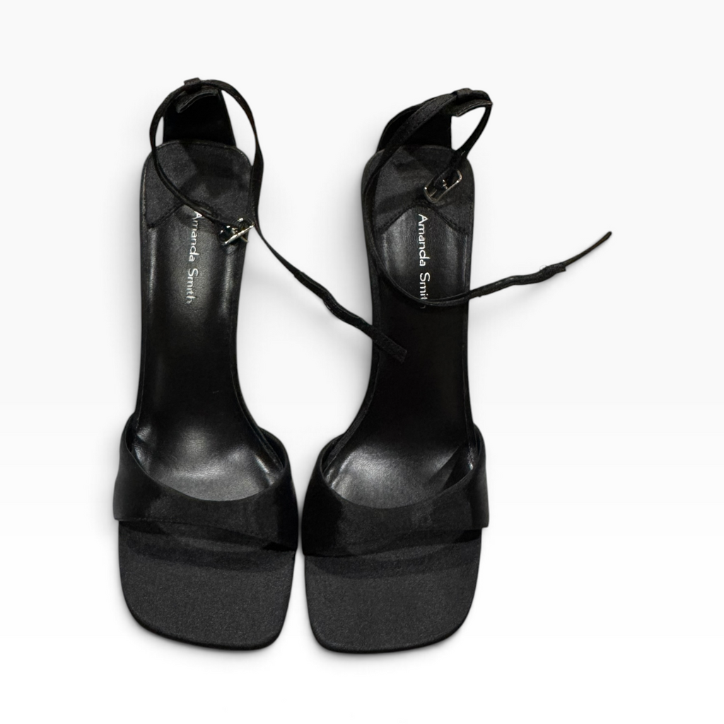 Amanda Smith Women’s 6.5M Black Satin Ankle-Strap - New