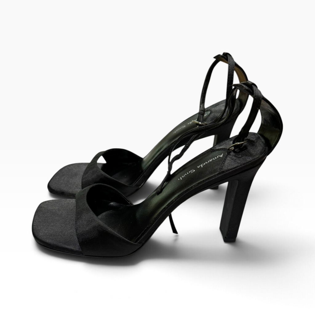 Amanda Smith Women’s 6.5M Black Satin Ankle-Strap - New