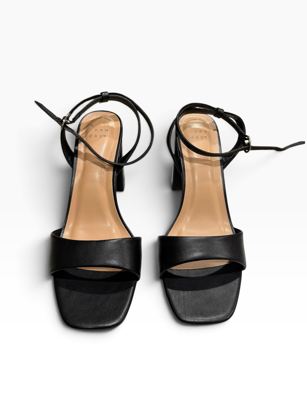 A New Day Haley Women’s 8.5 Black Ankle-Strap Block-Heel Sandals AEB42 - Pre-owned