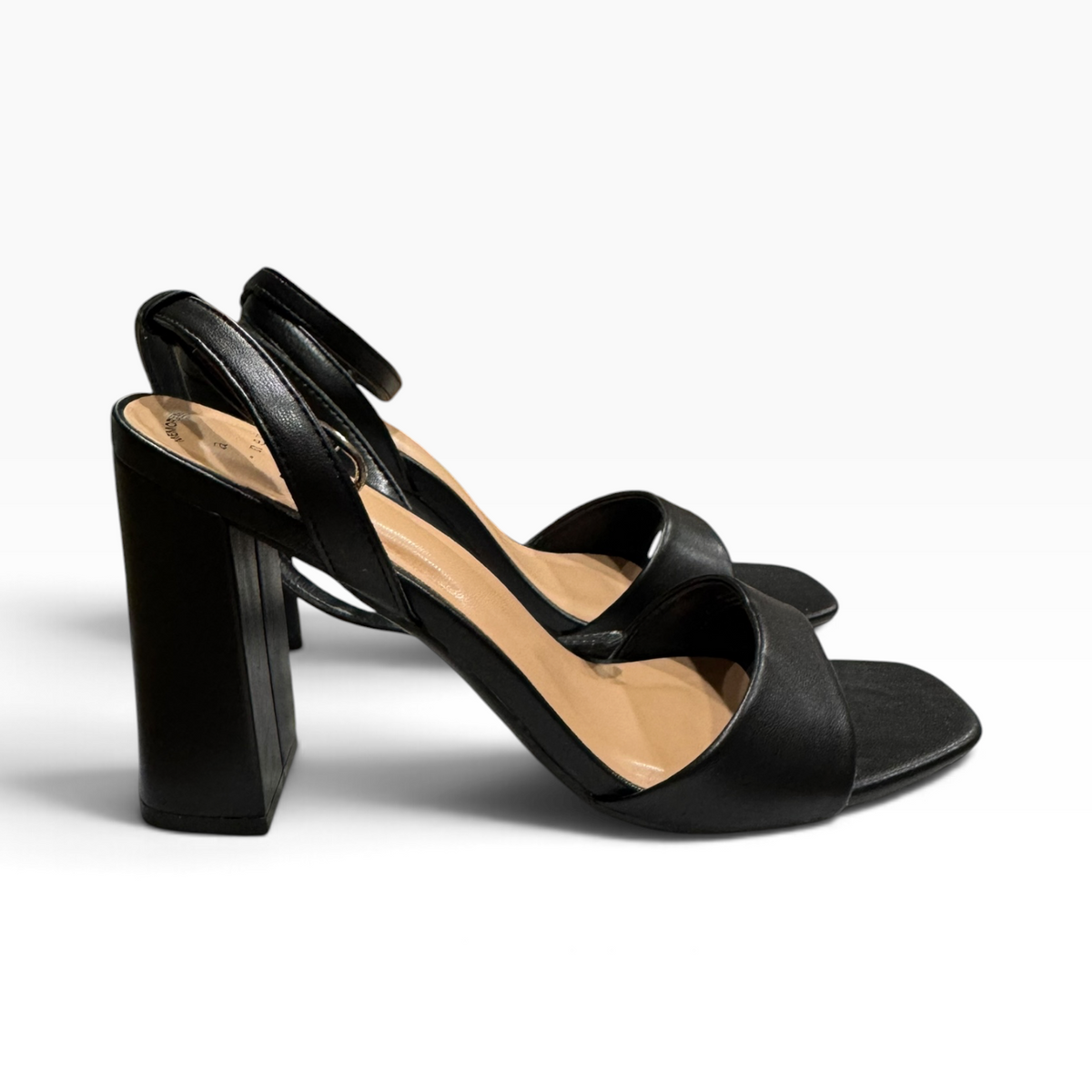 A New Day Haley Women’s 8.5 Black Ankle-Strap Block-Heel Sandals AEB42 - Pre-owned