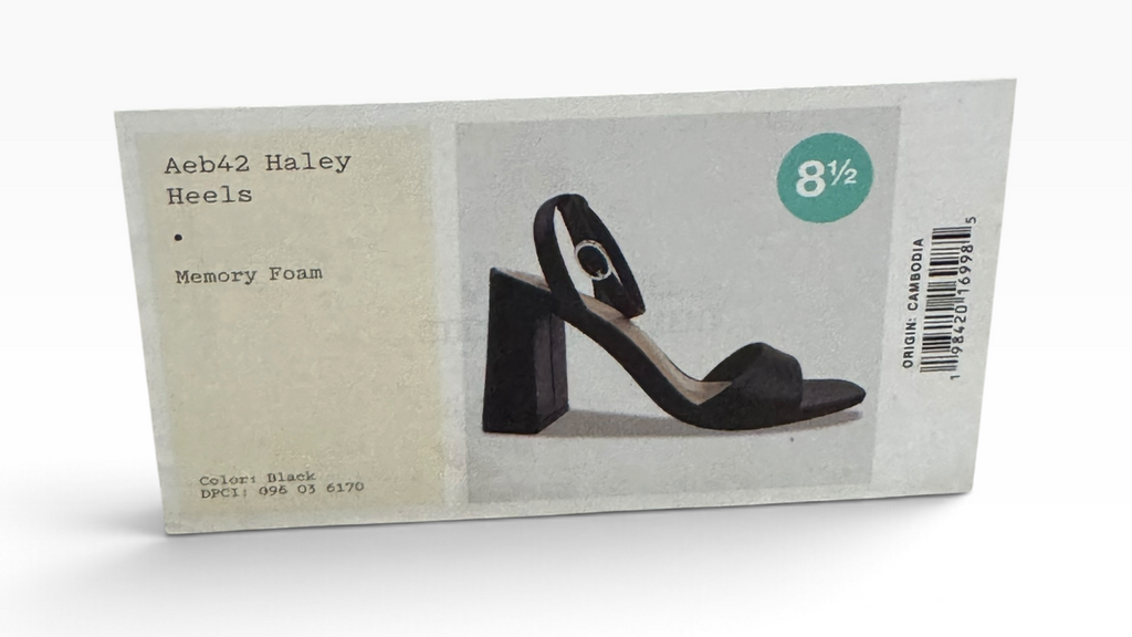 A New Day Haley Women’s 8.5 Black Ankle-Strap Block-Heel Sandals AEB42 - Pre-owned