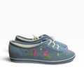 Cabin Creek Women’s 8M Light Blue Floral Embroidered Canvas Sneakers - Pre-owned