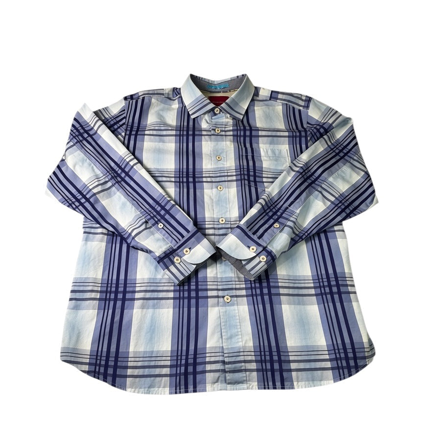 Tommy Bahama Men’s XL Blue Plaid Long Sleeve Button-Up Shirt - Pre-owned