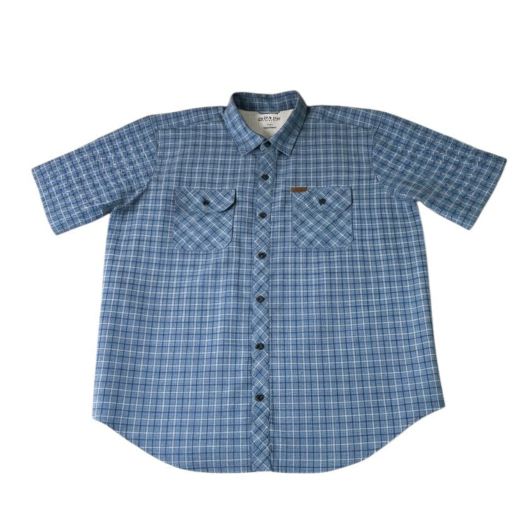 Orvis Men’s XL Blue Plaid Short Sleeve Button-Up Shirt - Pre-owned
