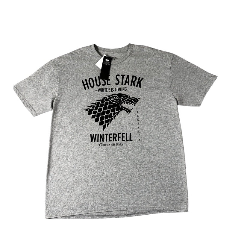 Game of Thrones House Stark Winterfell Graphic T-Shirt Gray XL - New